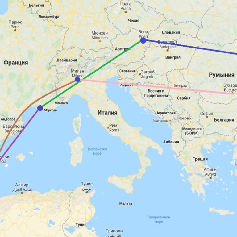 Кишинёв-Вена-Марсель-Аликанте-Милан-Бухарест за 59€