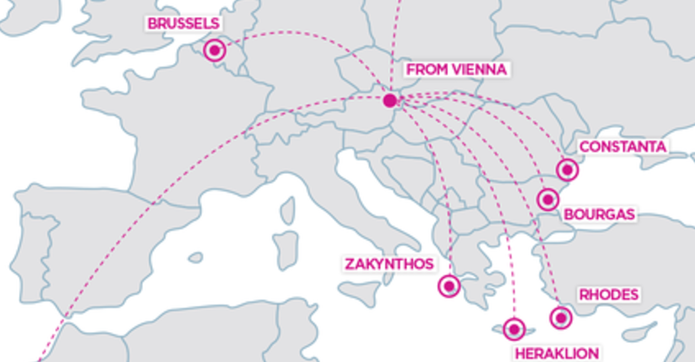 WizzAir открывает 8 новых маршрутов из Вены